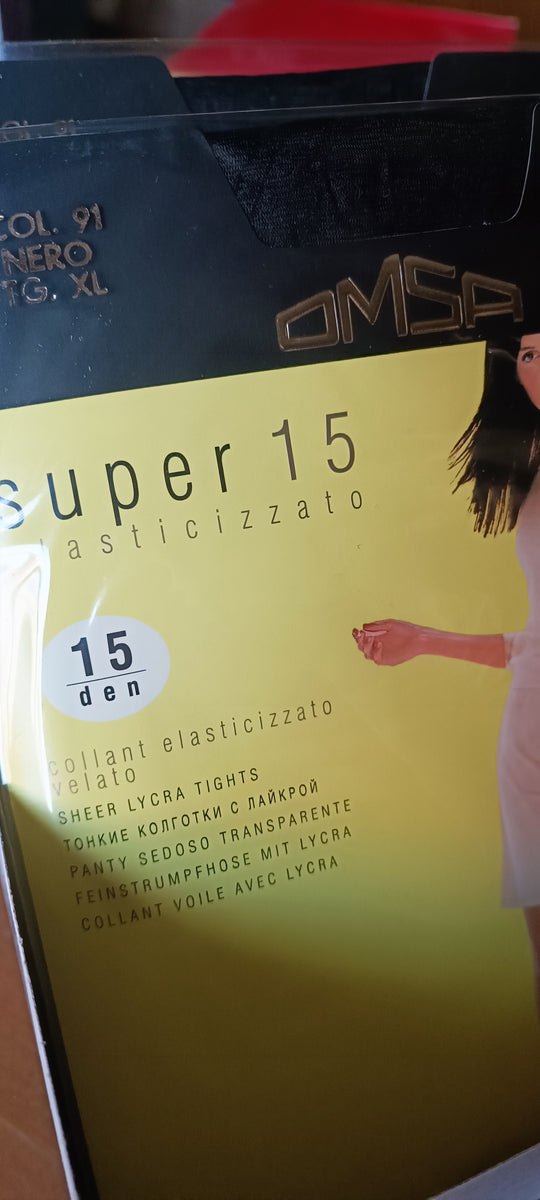 Collants Omsa Super 15 Deniers - Gris Colombe, Taille S, Pur Lycra, Made In Italy