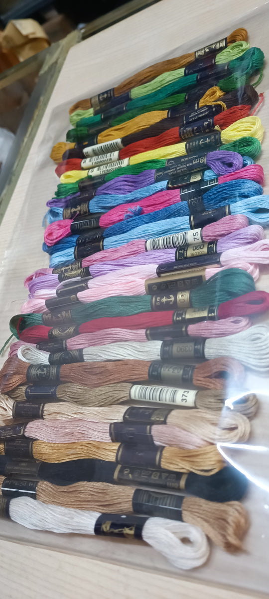 Kit Mezzo Punto Stampato A Colori – Disegno Tramonto 49x38 Cm Con Matassine Di Cotone E Ago Per Ricamo Creativo