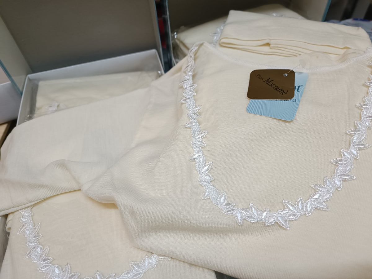 Gicipi Maglia Intima Donna Mezza Manica 494 Lana E Seta, Bianco, 4