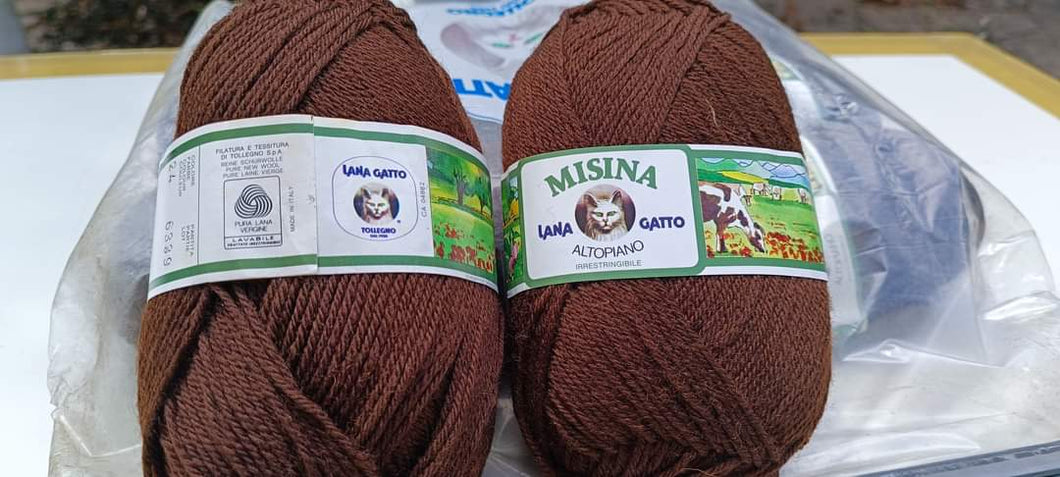 Pura lana Misina Gatto Altopiano, irrestringibile. Colore marrone. 1kg.