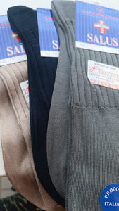 Calzino uomo Sangiacomo Salus in filo di scozia, prodotto italiano. Colori beige, nero e grigio,  taglia 11,5 - scarpa 42. Tre paia. 300g.