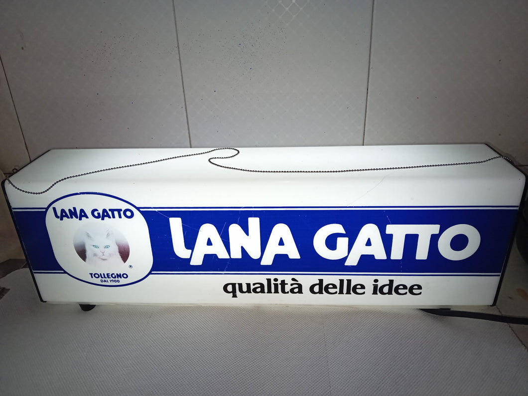 Lampada funzionante vintage pubblicitaria della Lana Gatto. 2,2kg.