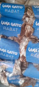 Lana Gatto Rabat, filato molto particolare in poliestere, panna e oro antico, ferri 7. 500g.