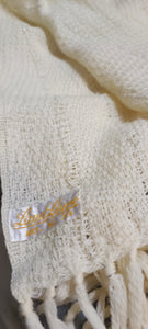 Scialle vintage con lurex, pura lana, 2 m x 50 cm. 200g.
