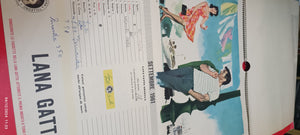 Calendario vintage della Lana Gatto del 1961 con testi di 12 testi di canzoni di Sanremo. Calendario usato con appunti a penna . 100 g.