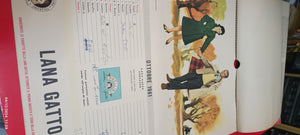 Calendario vintage della Lana Gatto del 1961 con testi di 12 testi di canzoni di Sanremo. Calendario usato con appunti a penna . 100 g.