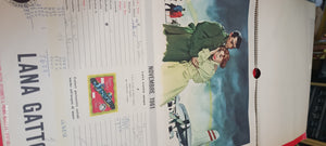 Calendario vintage della Lana Gatto del 1961 con testi di 12 testi di canzoni di Sanremo. Calendario usato con appunti a penna . 100 g.