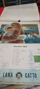 Calendario pubblicitario vintage Lana Gatto - Il matrimonio nel mondo. Usato con appunti a penna.  200g.