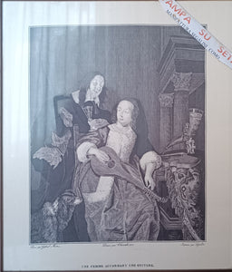 Stampa su seta Manifattura Segalini, incorniciata anni sessanta.  Misure cm 40 x cm 35. Cornice in legno con vetro. 800g.