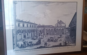 Stampa su seta Manifattura Segalini, incorniciata anni sessanta.  Misure cm 38 x cm 50. (N. 2)Cornice in legno con vetro. 1 kg.