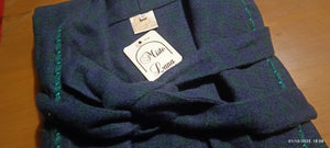 Vestaglia vintage donna, misto lana, taglia 52, blu a fantasia scozzese. 700g.