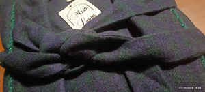 Vestaglia vintage donna, misto lana, taglia 52, blu a fantasia scozzese. 700g.