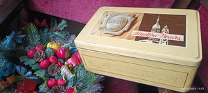 Scatola di latta vintage Biscottini di Novara Camporelli. Biscottificio da 1852. Misure 15 x 25 x 35 cm. 600g.