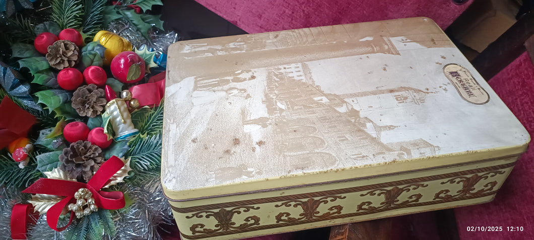 Scatola di latta vintage Biscotti Bertani di Novara Camporelli. . Misure 40 x 28 x 11 cm. 700g.