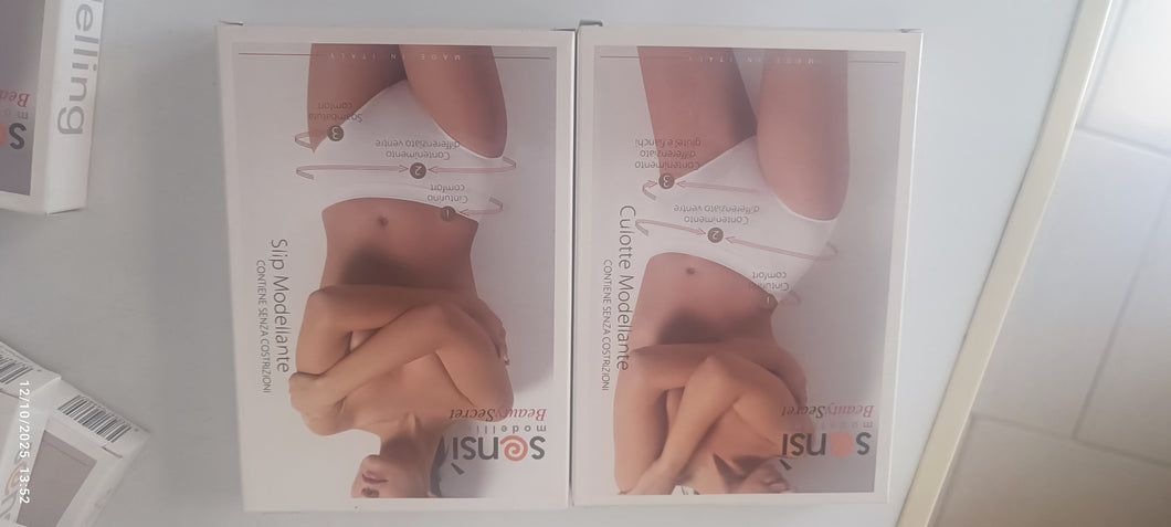 Uno slip e una culotte modellante Sensì, taglia X/S.150 g.