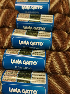 Lana fantasia Gatto Rainbow, 80% lana , 10% mohair. Confezione da 500g.