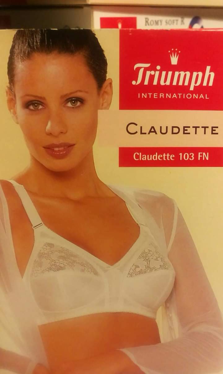 Reggiseno Claudette Triumph, senza ferretto, coppa tre spicchi per migliore funzionalità. 103 FN e 104 N. 200g. In offerta. 200g.