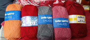Mix di gomitoli misto lana Calicò Gatto, due gomitoli per colore in foto. Ferri 4/5. 500g.