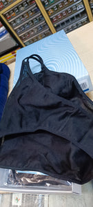 Intimo donna Manufat in filo di scozia, modello bikini, bianco e nero. 50 g.